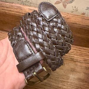 Vintage  Brown Braided Leather Belt XS/S